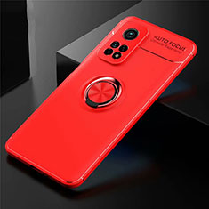 Ultra-thin Silicone Gel Soft Case Cover with Magnetic Finger Ring Stand A01 for Xiaomi Mi 10T Pro 5G Red