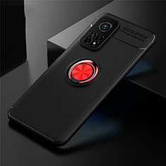 Ultra-thin Silicone Gel Soft Case Cover with Magnetic Finger Ring Stand A01 for Xiaomi Mi 10T Pro 5G Red and Black