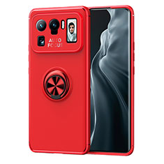 Ultra-thin Silicone Gel Soft Case Cover with Magnetic Finger Ring Stand A01 for Xiaomi Mi 11 Ultra 5G Red