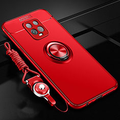 Ultra-thin Silicone Gel Soft Case Cover with Magnetic Finger Ring Stand A01 for Xiaomi Redmi 10X 5G Red