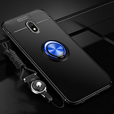 Ultra-thin Silicone Gel Soft Case Cover with Magnetic Finger Ring Stand A01 for Xiaomi Redmi 8A Blue and Black