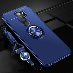 Ultra-thin Silicone Gel Soft Case Cover with Magnetic Finger Ring Stand A01 for Xiaomi Redmi Note 8 Pro Blue