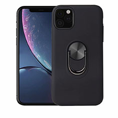 Ultra-thin Silicone Gel Soft Case Cover with Magnetic Finger Ring Stand A02 for Apple iPhone 11 Pro Black