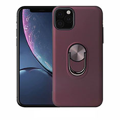 Ultra-thin Silicone Gel Soft Case Cover with Magnetic Finger Ring Stand A02 for Apple iPhone 11 Pro Max Purple