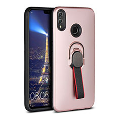 Ultra-thin Silicone Gel Soft Case Cover with Magnetic Finger Ring Stand A02 for Huawei Honor V10 Lite Rose Gold
