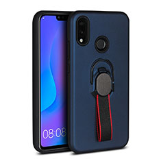 Ultra-thin Silicone Gel Soft Case Cover with Magnetic Finger Ring Stand A02 for Huawei Nova 3e Blue