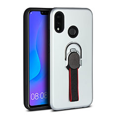 Ultra-thin Silicone Gel Soft Case Cover with Magnetic Finger Ring Stand A02 for Huawei Nova 3e White