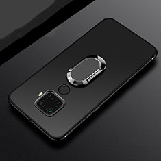 Ultra-thin Silicone Gel Soft Case Cover with Magnetic Finger Ring Stand A02 for Huawei Nova 5z Black