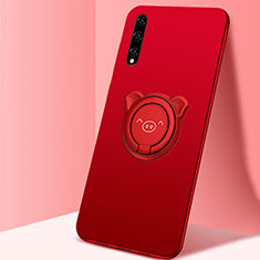 Ultra-thin Silicone Gel Soft Case Cover with Magnetic Finger Ring Stand A02 for Huawei P smart S Red