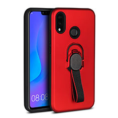 Ultra-thin Silicone Gel Soft Case Cover with Magnetic Finger Ring Stand A02 for Huawei P20 Lite Red