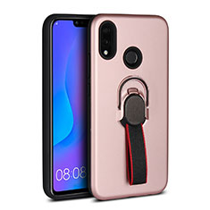 Ultra-thin Silicone Gel Soft Case Cover with Magnetic Finger Ring Stand A02 for Huawei P20 Lite Rose Gold