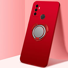 Ultra-thin Silicone Gel Soft Case Cover with Magnetic Finger Ring Stand A02 for Oppo A11s Red