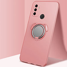 Ultra-thin Silicone Gel Soft Case Cover with Magnetic Finger Ring Stand A02 for Oppo A11s Rose Gold