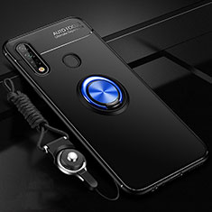 Ultra-thin Silicone Gel Soft Case Cover with Magnetic Finger Ring Stand A02 for Oppo A8 Blue and Black