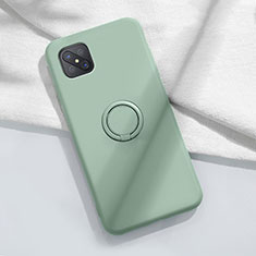 Ultra-thin Silicone Gel Soft Case Cover with Magnetic Finger Ring Stand A02 for Oppo A92s 5G Cyan