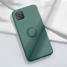 Ultra-thin Silicone Gel Soft Case Cover with Magnetic Finger Ring Stand A02 for Oppo A92s 5G Green