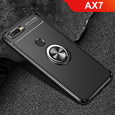 Ultra-thin Silicone Gel Soft Case Cover with Magnetic Finger Ring Stand A02 for Oppo AX7 Black