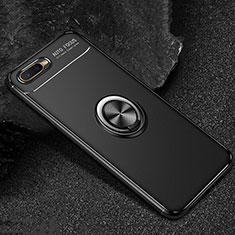 Ultra-thin Silicone Gel Soft Case Cover with Magnetic Finger Ring Stand A02 for Oppo K1 Black