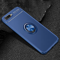 Ultra-thin Silicone Gel Soft Case Cover with Magnetic Finger Ring Stand A02 for Oppo K1 Blue