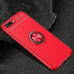 Ultra-thin Silicone Gel Soft Case Cover with Magnetic Finger Ring Stand A02 for Oppo K1 Red