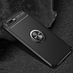 Ultra-thin Silicone Gel Soft Case Cover with Magnetic Finger Ring Stand A02 for Oppo R15X Black