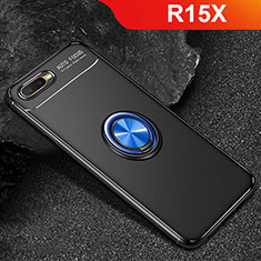 Ultra-thin Silicone Gel Soft Case Cover with Magnetic Finger Ring Stand A02 for Oppo R15X Blue and Black