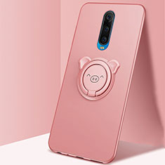 Ultra-thin Silicone Gel Soft Case Cover with Magnetic Finger Ring Stand A02 for Oppo R17 Pro Rose Gold