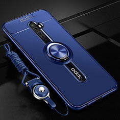 Ultra-thin Silicone Gel Soft Case Cover with Magnetic Finger Ring Stand A02 for Oppo Reno2 Z Blue