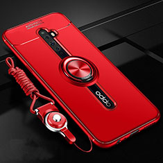 Ultra-thin Silicone Gel Soft Case Cover with Magnetic Finger Ring Stand A02 for Oppo Reno2 Z Red