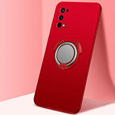 Ultra-thin Silicone Gel Soft Case Cover with Magnetic Finger Ring Stand A02 for Realme X7 Pro 5G Red