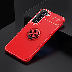 Ultra-thin Silicone Gel Soft Case Cover with Magnetic Finger Ring Stand A02 for Samsung Galaxy S21 5G Red