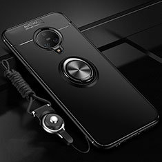 Ultra-thin Silicone Gel Soft Case Cover with Magnetic Finger Ring Stand A02 for Vivo Nex 3 5G Black