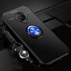 Ultra-thin Silicone Gel Soft Case Cover with Magnetic Finger Ring Stand A02 for Vivo Nex 3 5G Blue and Black