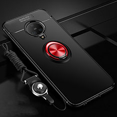 Ultra-thin Silicone Gel Soft Case Cover with Magnetic Finger Ring Stand A02 for Vivo Nex 3 5G Red and Black