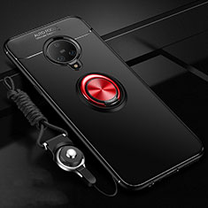 Ultra-thin Silicone Gel Soft Case Cover with Magnetic Finger Ring Stand A02 for Vivo Nex 3 Red and Black