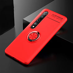 Ultra-thin Silicone Gel Soft Case Cover with Magnetic Finger Ring Stand A02 for Xiaomi Mi 10 Pro Red