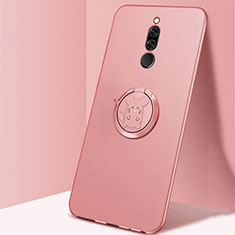 Ultra-thin Silicone Gel Soft Case Cover with Magnetic Finger Ring Stand A02 for Xiaomi Redmi 8 Pink