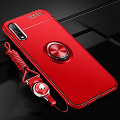 Ultra-thin Silicone Gel Soft Case Cover with Magnetic Finger Ring Stand A03 for Huawei Honor 9X Red