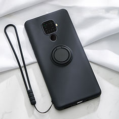 Ultra-thin Silicone Gel Soft Case Cover with Magnetic Finger Ring Stand A03 for Huawei Mate 30 Lite Black