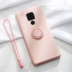Ultra-thin Silicone Gel Soft Case Cover with Magnetic Finger Ring Stand A03 for Huawei Nova 5i Pro Pink