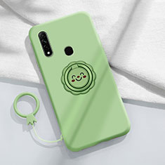 Ultra-thin Silicone Gel Soft Case Cover with Magnetic Finger Ring Stand A03 for Oppo A31 Cyan