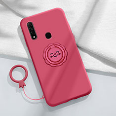 Ultra-thin Silicone Gel Soft Case Cover with Magnetic Finger Ring Stand A03 for Oppo A31 Red Wine