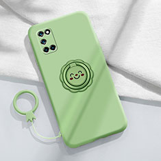 Ultra-thin Silicone Gel Soft Case Cover with Magnetic Finger Ring Stand A03 for Oppo A92 Cyan