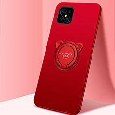 Ultra-thin Silicone Gel Soft Case Cover with Magnetic Finger Ring Stand A03 for Oppo A92s 5G Red