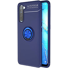 Ultra-thin Silicone Gel Soft Case Cover with Magnetic Finger Ring Stand A03 for Oppo Find X2 Lite Blue