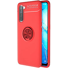 Ultra-thin Silicone Gel Soft Case Cover with Magnetic Finger Ring Stand A03 for Oppo Find X2 Lite Red