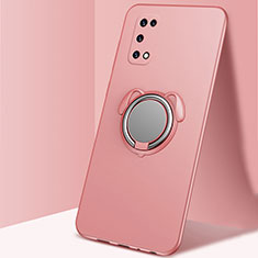 Ultra-thin Silicone Gel Soft Case Cover with Magnetic Finger Ring Stand A03 for Oppo K7x 5G Rose Gold