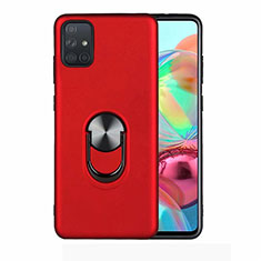 Ultra-thin Silicone Gel Soft Case Cover with Magnetic Finger Ring Stand A03 for Samsung Galaxy A71 5G Red