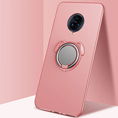 Ultra-thin Silicone Gel Soft Case Cover with Magnetic Finger Ring Stand A03 for Vivo Nex 3 5G Rose Gold