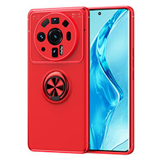 Ultra-thin Silicone Gel Soft Case Cover with Magnetic Finger Ring Stand A03 for Xiaomi Mi 12S Ultra 5G Red